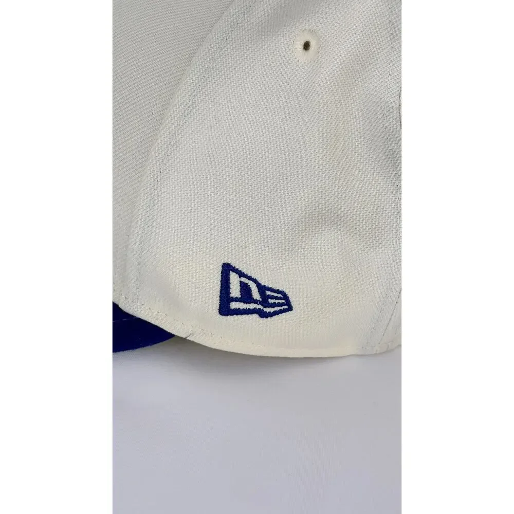 New Era Los Angeles Dodgers Team 59FIFTY Cap Hat Cream Royal Blue Fitted 7 3/8
